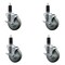 Service Caster 4'' SS Gray Poly Swivel 1-1/4'' Expanding Stem Caster Set with Brake, 4PK SCC-SSEX20S414-PPUB-TLB-114-4 - alternate 1